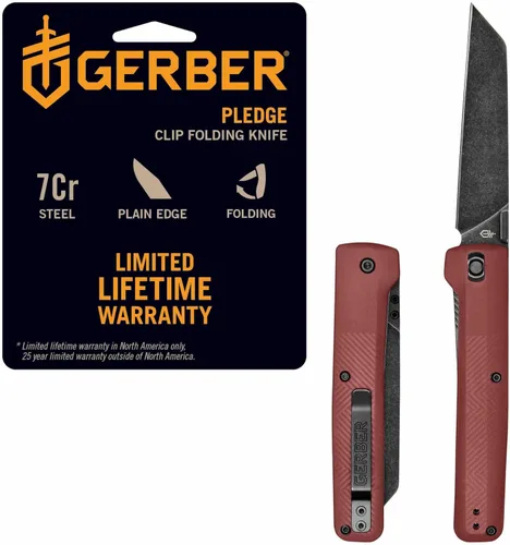 Miniatura 11 de Gerber Gear Pledge Pocket Knife with Pocket Clip - 3.7" Full Panel Plain Edge Blade Folding Knife - EDC Gear and Equipment Azul (Urban)