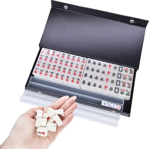 Miniatura 11 de drizzle Juego de Mahjong Mini de Viaje Rosa de 20mm con Instrucciones - 146 Azulejos Portátiles - para Principiantes con 4 Piezas de Estantes 2