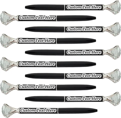 Miniatura 34 de 10 bolígrafos personalizados a granel con diamante, recuerdos de boda, recuerdos grabados con nombre, logotipo, texto para negocios, fiestas