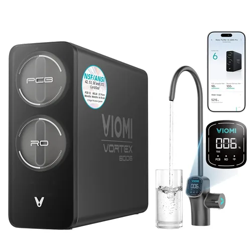 VIOMI Sistema de ósmosis inversa V6 Pro, sistema de filtro de agua RO sin tanque de 600 GPD, RO debajo del fregadero, filtración de 9 etapas, 3:1