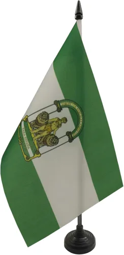Miniatura 52 de Bandera de mesa de Andalucía 4'' x 6'' - Bandera de escritorio de la región española de Andalucía 5.9 x 3.9 in - Barra y base de plástico negro - AZ