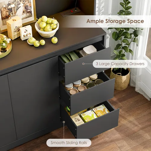 Miniatura 7 de finetones Armario de despensa de cocina de 71" con luces LED y estación de carga, gabinetes de cocina modernos armario alacena con almacenamiento