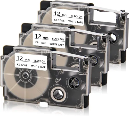 Absonic Paquete de 3 cartuchos de cinta para impresora de etiquetas KL-60 KL-100 KL-120 KL-750 KL-780 KL-820 KL-820 KL-7000 KL7200 KL-7000 KL7200