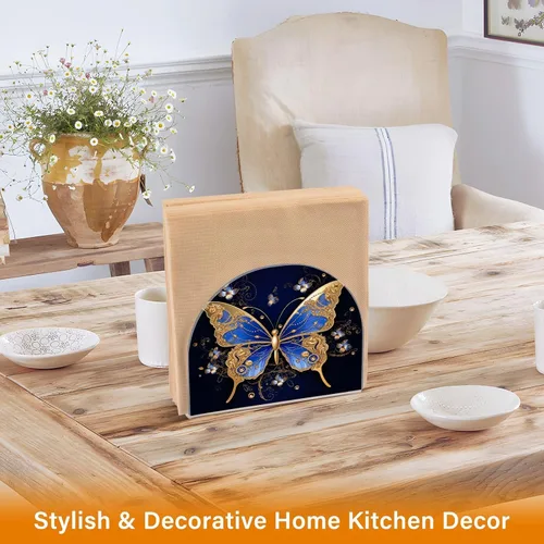 Miniatura 5 de Servilleteros elegantes de mariposa para mesas, servilleteros de acrílico transparente para cócteles, cocina, restaurante, bar, decoración del hogar