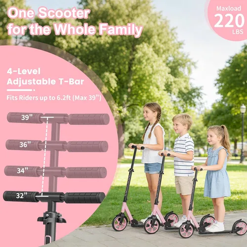 Miniatura 2 de Patinete para niños de 5 a 12 años, adolescentes, patinete plegable ligero para adultos con ruedas de 8 pulgadas, carga máxima 240 LBS, regalo