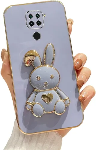 Miniatura 23 de Estuche con soporte de conejo de corazón para Xiaomi Redmi Note 10S, galvanizado suave TPU protector delgado a prueba de golpes con lindo conejito