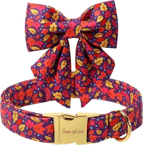 Miniatura 40 de Unique style paws Collar de perro de color verde sedoso, ajustable, duradero, con lazo para boda, collar de pajarita para cachorros y gatos pequeños