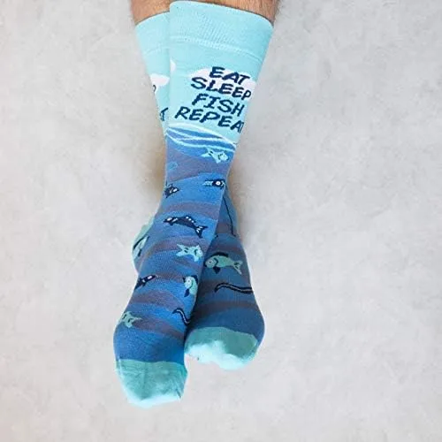 Miniatura 7 de Calcetines para hombre Eat Sleep Fish Repeat Divertidos y geniales novedades para el día del padre, pesca, idea de regalo loco, Real