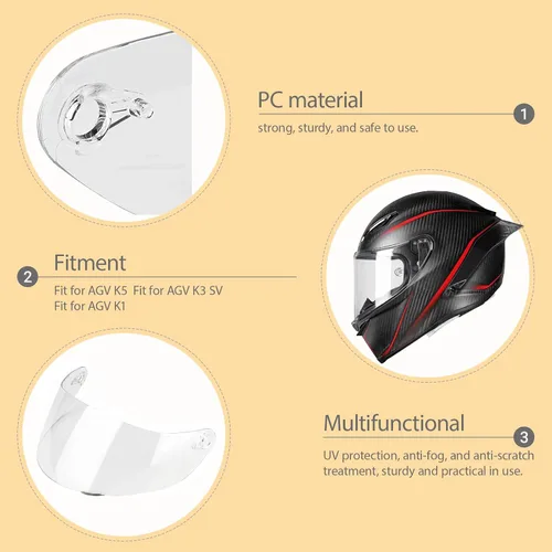 Miniatura 2 de Repuesto de protector facial para casco de motocicleta, visera de casco de motocicleta compatible con AGV K1 K1S K3 SV K5 K5S con protección UV
