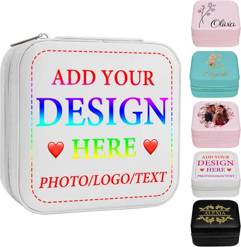 Miniatura 19 de Joyero personalizado con nombre, joyero de viaje portátil personalizado, organizador de joyas de cuero, cajas de dama de honor, boda, regalo