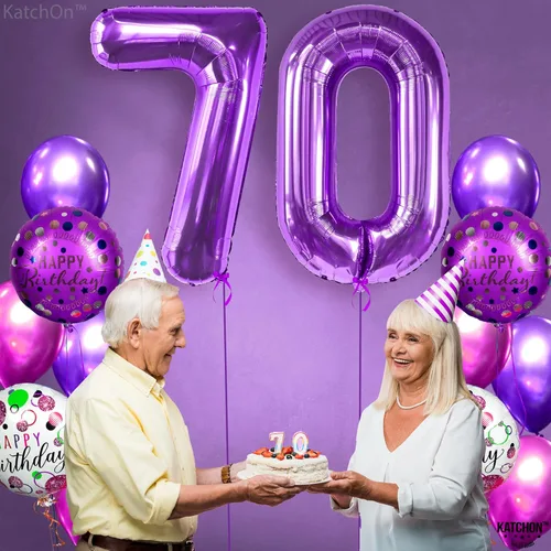 Miniatura 7 de KatchOn Globos gigantes morados del número 70, 40 pulgadas, decoraciones de 70 cumpleaños, suministros de fiesta para celebración de hitos