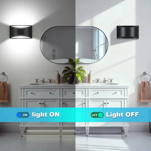 Miniatura 4 de Juego de 2 apliques de pared LED modernos negros con cable para interiores, luces de montaje en pared arriba y abajo, para sala de estar