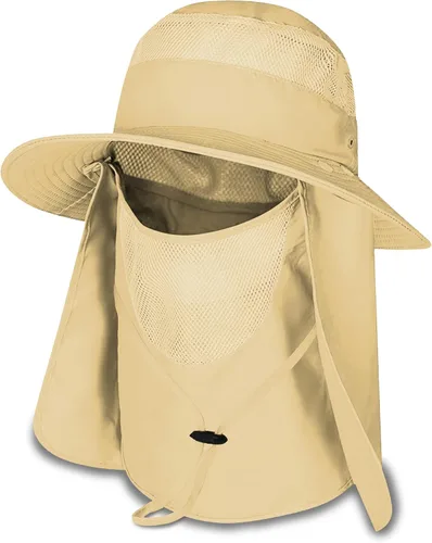 Miniatura 9 de Sombrero de pesca Sun Bonnie para hombres y mujeres, protección UV, gorra ligera, ala ancha, solapa desmontable para el cuello y cubierta facial