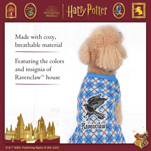 Miniatura 4 de Harry Potter Ravenclaw Suéter para perro, ropa exterior para mascotas, ropa y accesorios para perros con licencia oficial para casas de Hogwarts