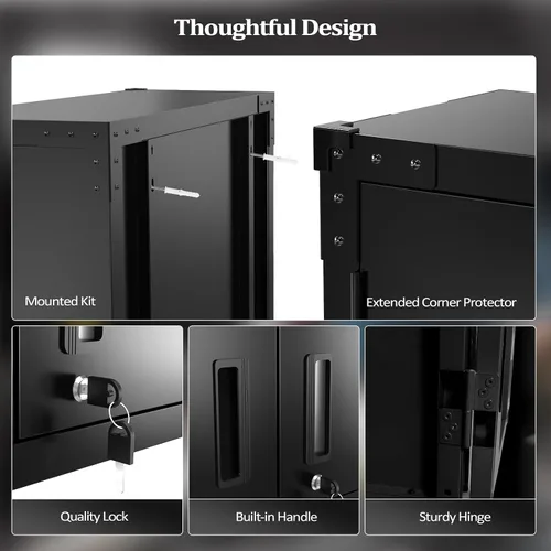 Miniatura 6 de VINGLI Armario de Pared para Garaje con Puertas con Cerradura y Estante Ajustable, Gabinete de Pared de Metal, Gabinete de Almacenamiento Superior