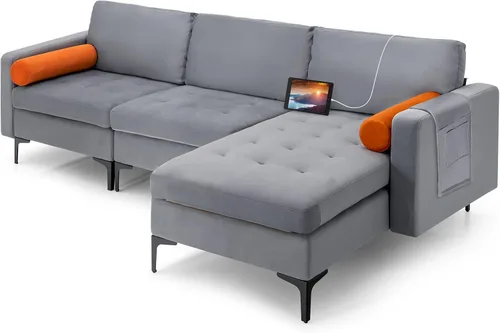 Miniatura 11 de Giantex Sofá individual, silla decorativa, sillón con cojín cómodo, bolsillos para revistas, sala de estar, silla de ocio tapizada para dormitorio