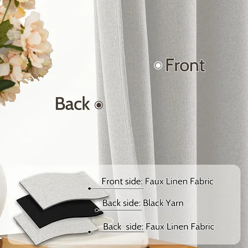 Miniatura 2 de SimpleHome - Cortinas 100% opacas de lino color naranja quemado, de 72 pulgadas de largo, con pestaña trasera de estilo granja para sala de estar