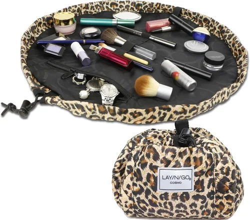 Miniatura 9 de Lay-n-Go Cosmo Layflat - Organizador de cosméticos y maquillaje con cordón y bolsillo con cremallera, bucles para cepillos y más, se ajusta