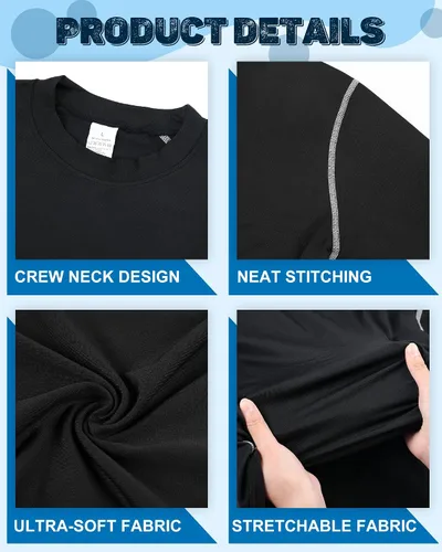 Miniatura 3 de Hicarer Paquete de 6 camisas de compresión atléticas para hombre, camisetas de manga larga para correr, para entrenamiento deportivo