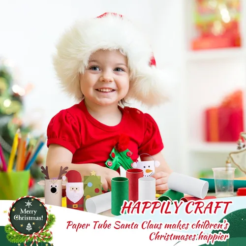 Miniatura 4 de Henoyso Paquete de 100 tubos de cartón para manualidades, rollos gruesos de papel higiénico vacíos para niños, proyectos de aula, manualidades