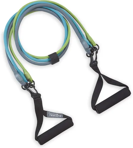 Kit de Bandas de Resistencia 3 en 1 de Gaiam con Mangos de Agarre Cómodo y Bandas de Fuerza Intercambiables para Entrenamiento de Alta Intensidad
