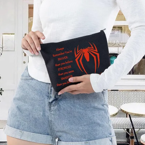 Miniatura 5 de LEVLO Bolsa de maquillaje de película de araña, regalo inspirado en los fanáticos de la película, eres más valiente, más fuerte y más inteligente