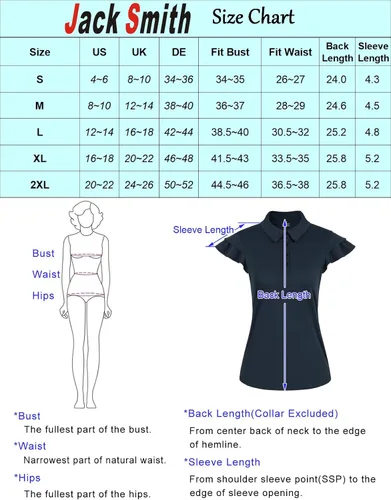 Miniatura 5 de JACK SMITH Polo de golf para mujer, con volantes, sin mangas, absorbe la humedad, camisetas deportivas ligeras