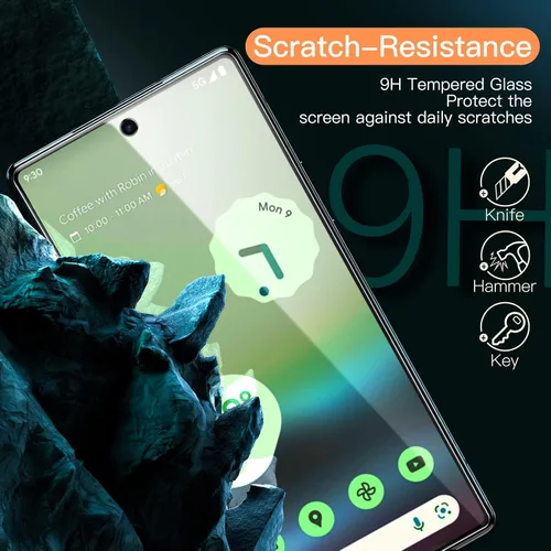 Miniatura 4 de JETech Protector de pantalla para Google Pixel 6a de 6.1 pulgadas, compatible con huellas dactilares, película de vidrio templado, transparente HD