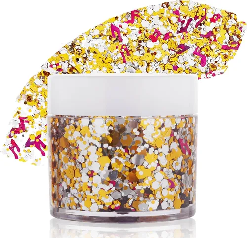 Miniatura 15 de Gel de purpurina blanca para la cara, purpurina corporal de sirena, festival, rave, carnaval, Halloween, cabello, lentejuelas para el cabello
