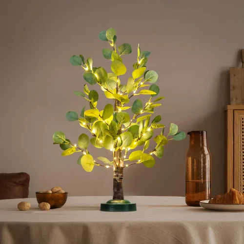 Miniatura 9 de Lightshare Árbol de eucalipto iluminado de 5 pies, 162 L, color blanco cálido, vegetación artificial con luces para boda, vacaciones, hogar, fiesta
