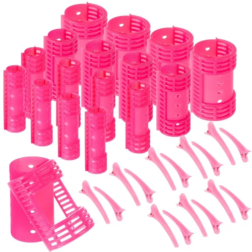 Miniatura 9 de WILLBOND Juego de 65 rodillos magnéticos para el cabello, rulos de plástico con clips, 4 tamaños para cabello largo y mediano corto, pinzas de pato
