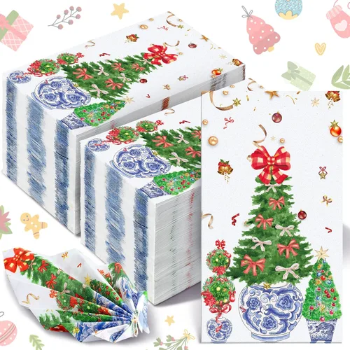 Miniatura 12 de Jetec 100 servilletas de papel de playa costeras para baño, desechables, para invitados, náutico, océano, mar, azul, estrella de mar, toallas