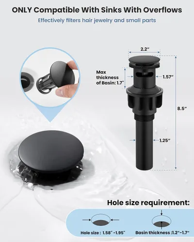 Miniatura 7 de Airuida Grifo de Lavabo de Baño Centrado de 4 Pulgadas – Grifo de Tocador de Acero Inoxidable de 2 Manijas con Desagüe Emergente, Líneas de Negro