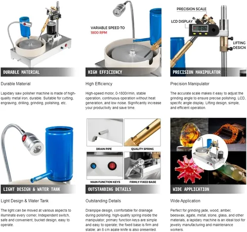 Miniatura 7 de Dzhot51 Gem faceting máquina pulidora joyería herramienta Jade Flat Grinder 110V-240V 120W (manipulador de pantalla digital)
