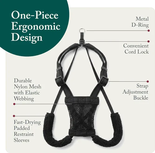 Miniatura 4 de Arnés para perro Sporn sin tirones para perros pequeños - Negro de malla, nylon resistente, transpirable, liviano, ajustable, acolchado, suave