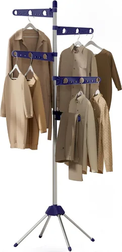Miniatura 11 de CASAMAYA CDR001B01 - Tendedero plegable de 59 pulgadas para interiores con riel giratorio para ropa para 27 piezas de ropa, ahorro de espacio, acero