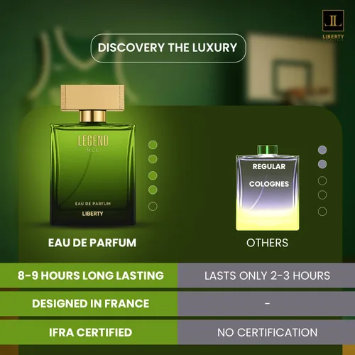 Miniatura 9 de Liberty Legend Eau de Parfum para hombre, perfume de larga duración con notas orientales amaderadas audaces, fragancia de lujo distintiva
