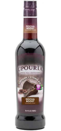 Upouria Mocha Boost - Jarabe de café saborizante, 100% vegano, sin gluten, Kosher, botella de 25.4 fl oz - La bomba se vende por separado