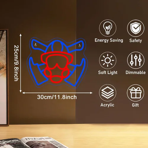 Miniatura 5 de Firefighter Mask Neon Sign, Firefighter Helmet Neon Light LED Gas Mask Sign USB Powered Dimmable, for Modern First Responder Heroic Art for Fire