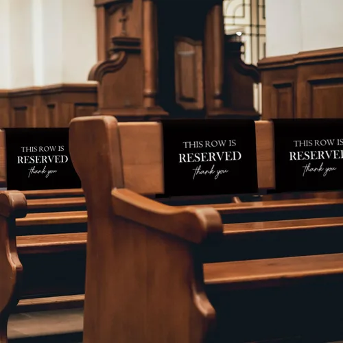 Miniatura 3 de Señales de Asiento Reservado para Sillas, Esta Fila Está Reservada Paños de Banco Asientos Temporales para Bancos de Iglesia, Decoraciones de Boda