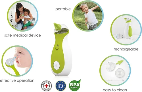 Miniatura 5 de Nosiboo Go Aspirador nasal para bebés Succionador eléctrico de nariz Fabricado en la UE Portátil, funciona con pilas, calidad premium