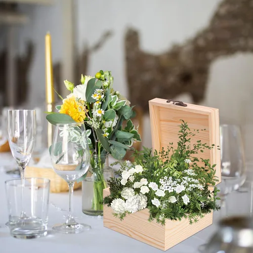 Miniatura 6 de Paquete de 8 cajas de madera de pino liso, 6 x 6 x 4 pulgadas con tapa con bisagras para manualidades y fines decorativos