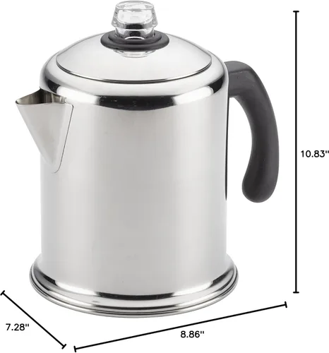 Miniatura 13 de Farberware 47053 Percolador de café clásico de acero inoxidable Yosemite de 12 tazas, cafetera de 12 tazas, plateado