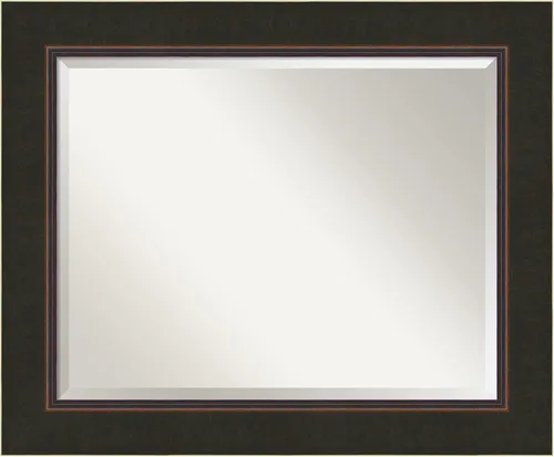 Miniatura 10 de Amanti Art Espejo de baño de bronce para sobre fregadero, espejo rectangular de bronce milano de 27 x 23 pulgadas, marco de madera pequeño casual