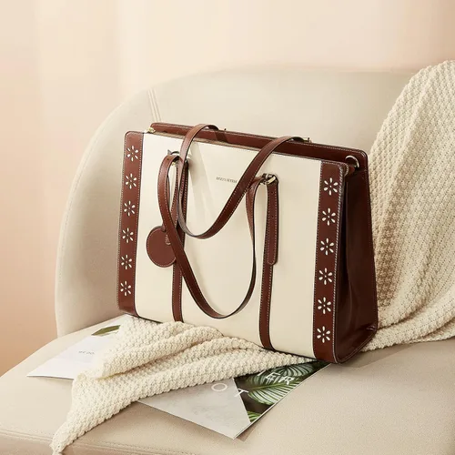 Miniatura 6 de BOSTANTEN Bolsa para laptop para mujer, 15.6 pulgadas, maletín de cuero para computadora, bolso de mano de trabajo vintage