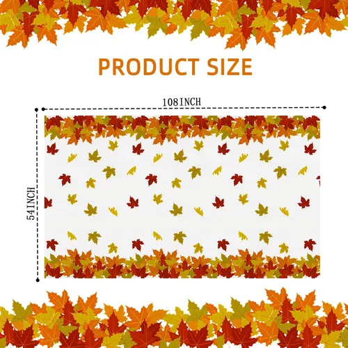 Miniatura 2 de Mantel de hojas de otoño, 3 piezas, mantel de hoja de arce, cubierta de plástico para mesa de otoño para fiesta de Acción de Gracias, cosecha