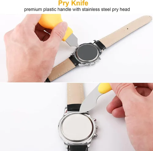 Miniatura 6 de UUBAAR Kit de herramientas de repuesto de batería de reloj, 9 piezas de herramienta profesional para quitar la espalda del reloj, herramienta
