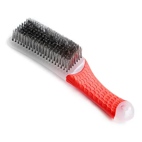 Miniatura 8 de 1 cepillo de acero azul de acero resistente al carbono y alambre de acero inoxidable Scratch Brush con mango ergonómico de goma