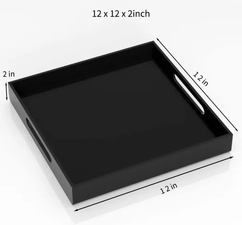 Miniatura 3 de NIUBEE Bandeja acrílica para servir de 12 x 12 pulgadas -a prueba de derrames- bandeja organizadora decorativa para mesa de café otomana y encimera