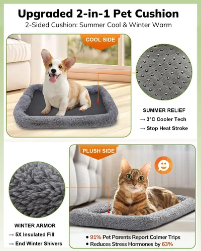 Miniatura 2 de morpilot - Bolsa de transporte para mascotas, portátil, de tela plegable, para perros o gatos, jaula para mascotas con zíperes de seguridad